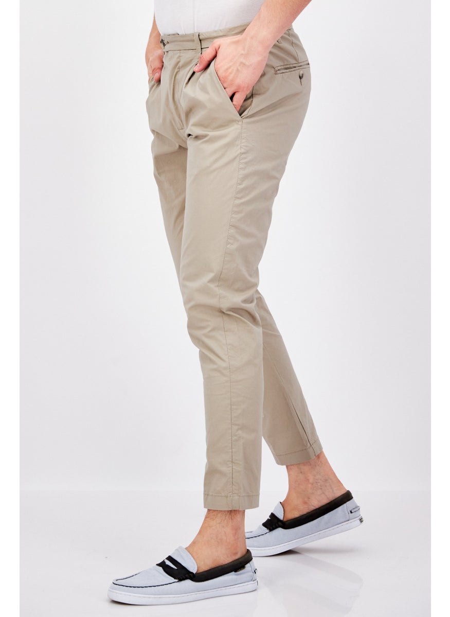 Sorbino Men Regular Fit Plain Chino Pants, Beige  - Image 2