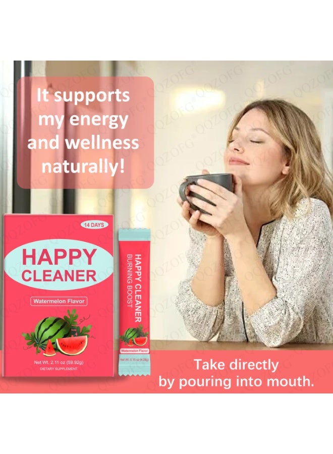 Day Wins Happy Cleaner Gut Health Superfoods Powder, Watermelon  Flavor, with Probiotic, Prebiotic  Plant-Based Fiber for Gut Balance, Bloating Relief, Vegan Sugar Free Drink Mix (14 Packets) - Image 4