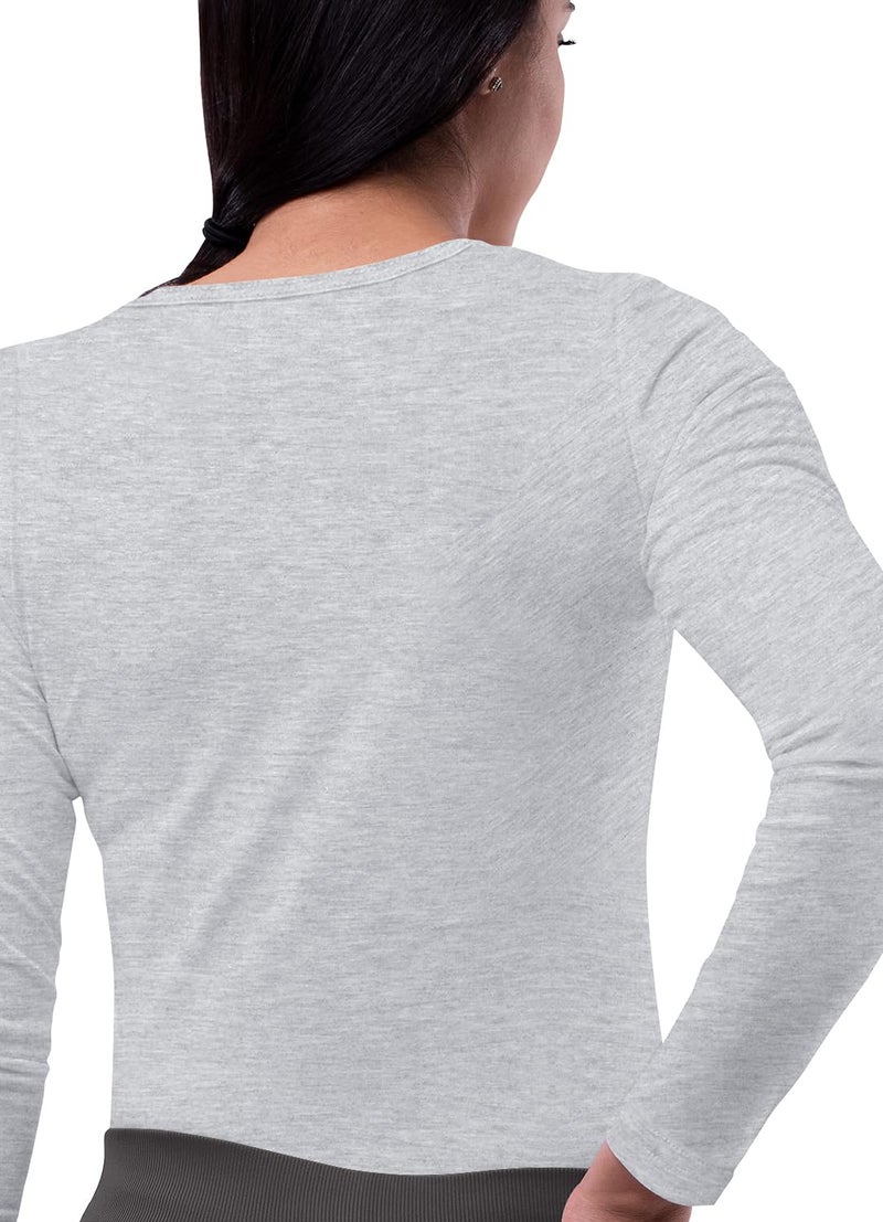 Sivvan Scrubs for Women - Long Sleeve Comfort Underscrub Tee - S8500 - Marl Gray - S - Image 2