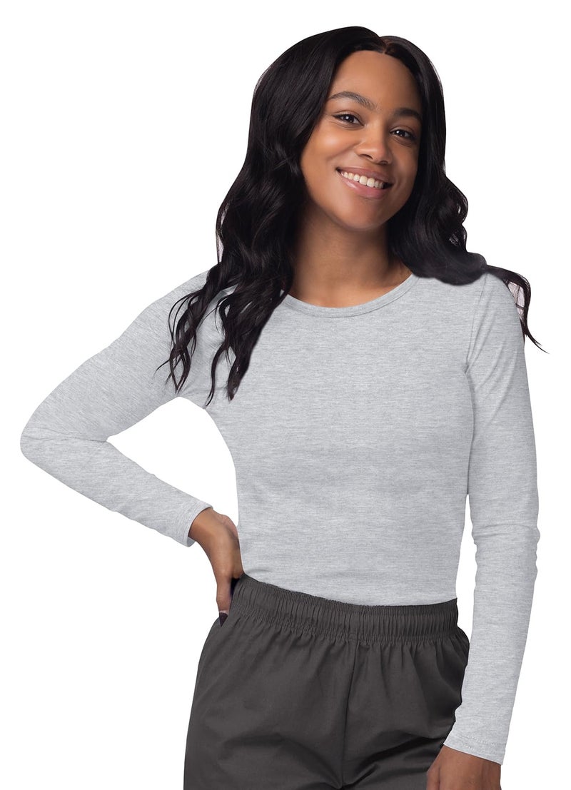 Sivvan Scrubs for Women - Long Sleeve Comfort Underscrub Tee - S8500 - Marl Gray - S - Image 1