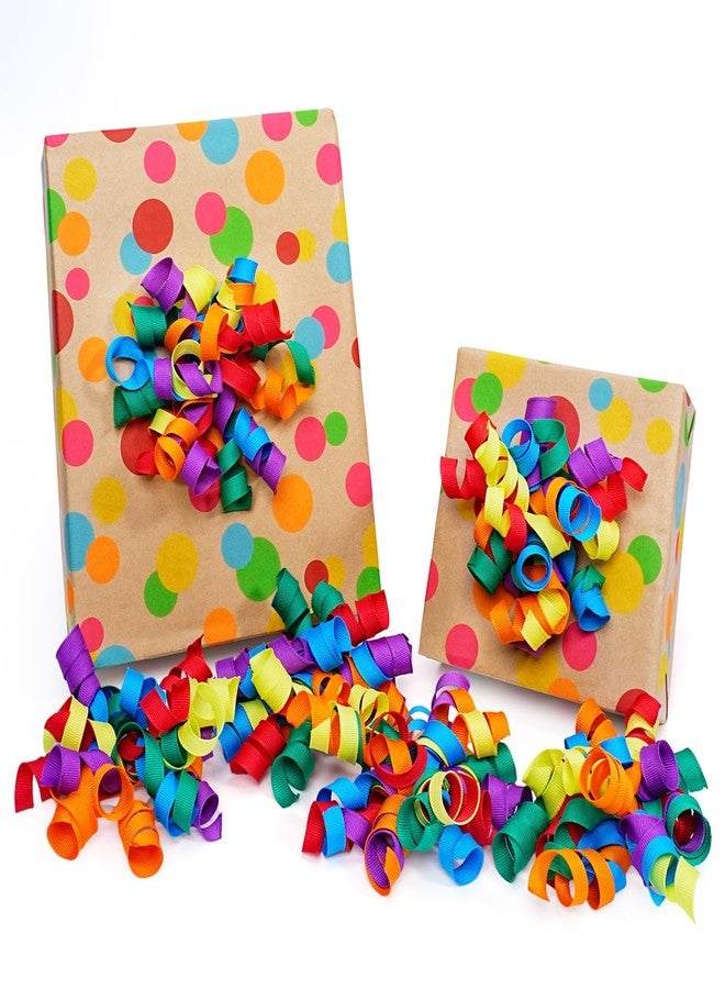 LaRibbons LaRibbon Rainbow Bows - Curly Ribbon Gift Bows, Self Adhesive for Birthday Party, Holiday Party Favors, Gift Wrapping - 6 Counts - Image 1