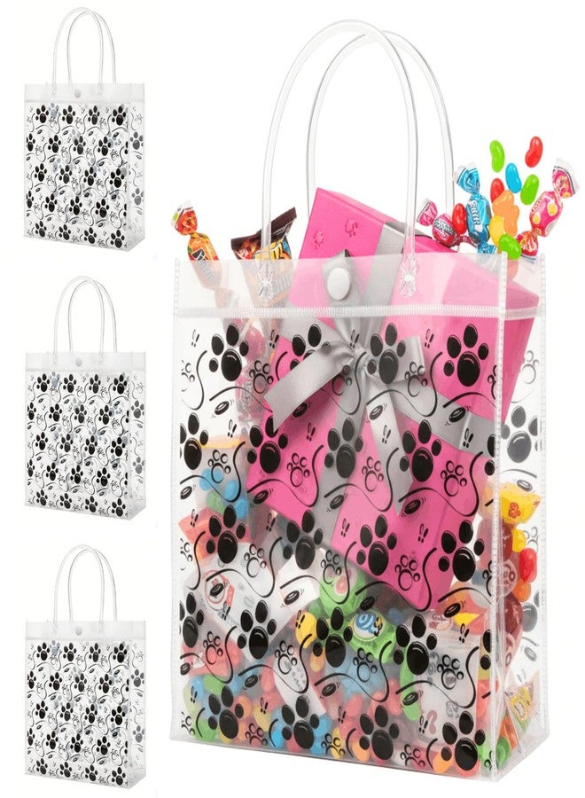 Youeon 30 Pcs Dog Paw Clear Gift Bags with Handles, 8x8x3 Inch Reusable PVC Treat Bags, Transparent Plastic Tote Bags for Pet Party, Birthday, Baby Shower, Candy, Cookie, Easter Favor Gifts - Image 1