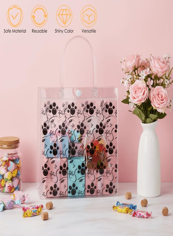 Youeon 30 Pcs Dog Paw Clear Gift Bags with Handles, 8x8x3 Inch Reusable PVC Treat Bags, Transparent Plastic Tote Bags for Pet Party, Birthday, Baby Shower, Candy, Cookie, Easter Favor Gifts - Image 5