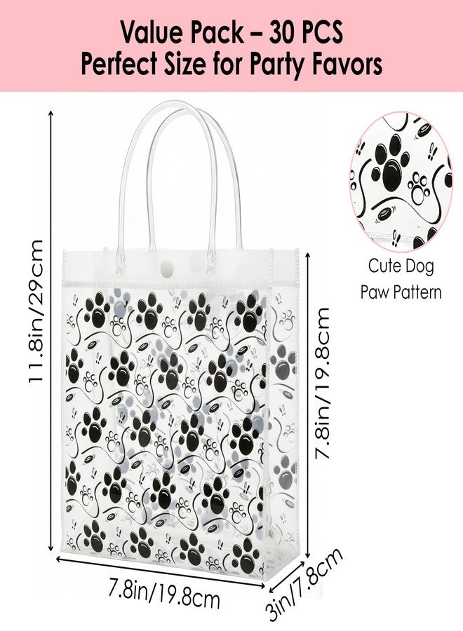Youeon 30 Pcs Dog Paw Clear Gift Bags with Handles, 8x8x3 Inch Reusable PVC Treat Bags, Transparent Plastic Tote Bags for Pet Party, Birthday, Baby Shower, Candy, Cookie, Easter Favor Gifts - Image 2
