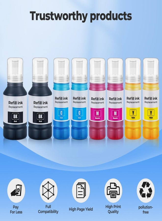 تور كولور Topcolor متوافق مع زجاجات إعادة تعبئة الحبر EPT542 ET-5850 ET-5150 ET-5170 ET-16650 ET-5800 بديل لـ ET-5850 ET-5150 ET-5170 ET-16650 ET-5800 ET-16600 ET-5880 ET-5180 ST-C8000 (2BK 2C 2M 2Y) - Image 5