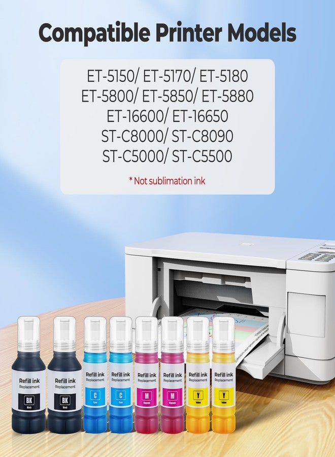 تور كولور Topcolor متوافق مع زجاجات إعادة تعبئة الحبر EPT542 ET-5850 ET-5150 ET-5170 ET-16650 ET-5800 بديل لـ ET-5850 ET-5150 ET-5170 ET-16650 ET-5800 ET-16600 ET-5880 ET-5180 ST-C8000 (2BK 2C 2M 2Y) - Image 2