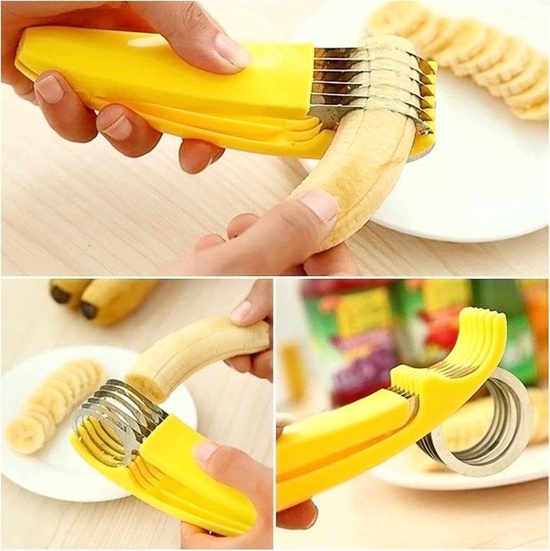 FireKylin Banana Slicer,ABS + Stainless Steel Fruit and Vegetable Salad Peeler Cutter Kitchen Tools For Banana,Strawberry,Grape（1 pcs） - Image 4