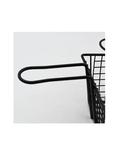 Spaceshoop Square Mesh French Fry Serving Basket, Black Steel Wire, Food Service Presentation Basket with sauce holder (black)  - Image 3