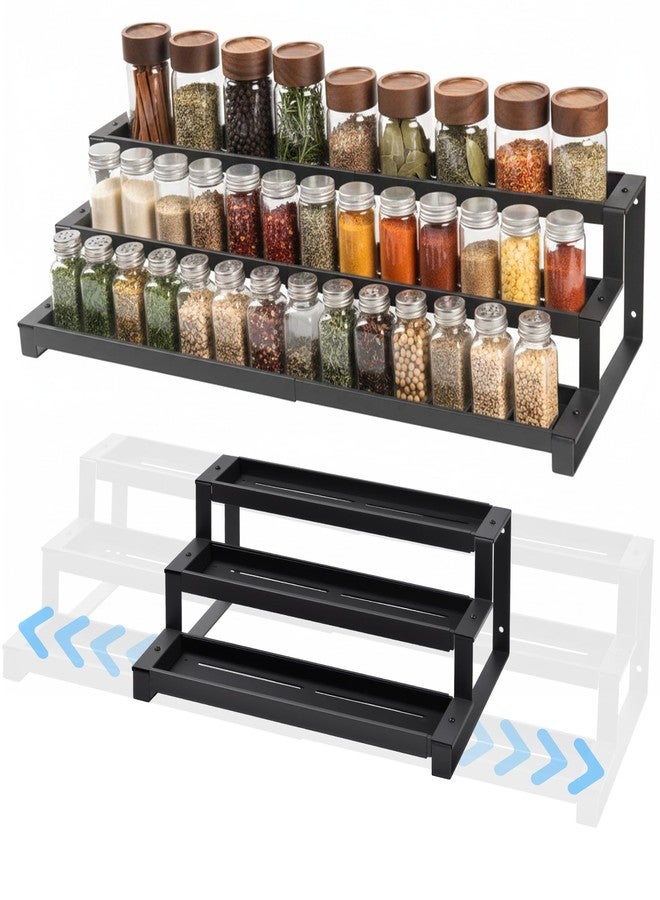 GOENDR 3-Tier Spice Rack Organizer for Kitchen Cabinet or Pantry, 16"-29" Expandable Spice Organization Shelf, Seasoning Organizer, Metal Display Shelf, Slip-Resistant Design for Jars and Bottles, Black - Image 1