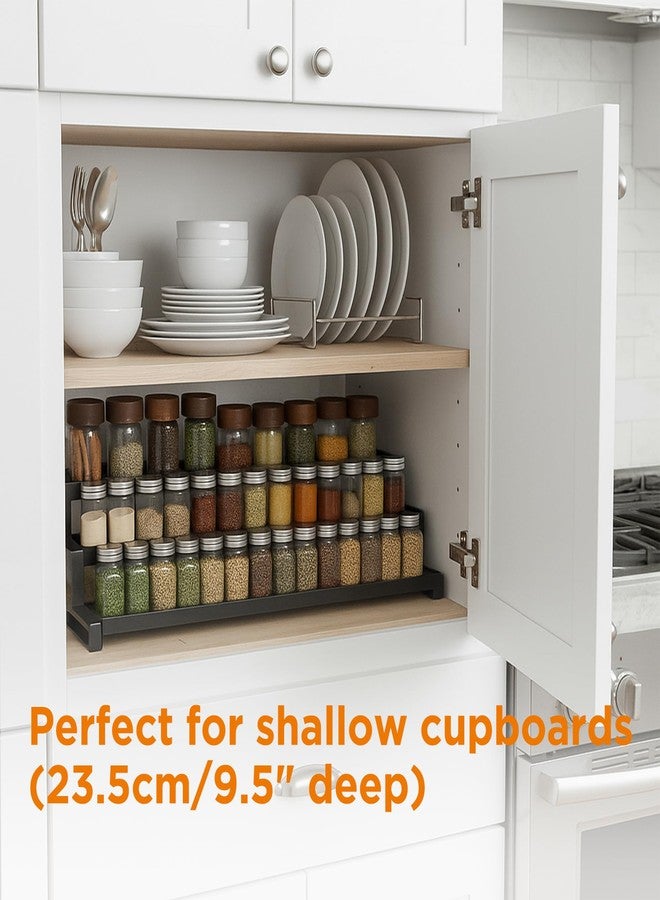 GOENDR 3-Tier Spice Rack Organizer for Kitchen Cabinet or Pantry, 16"-29" Expandable Spice Organization Shelf, Seasoning Organizer, Metal Display Shelf, Slip-Resistant Design for Jars and Bottles, Black - Image 3