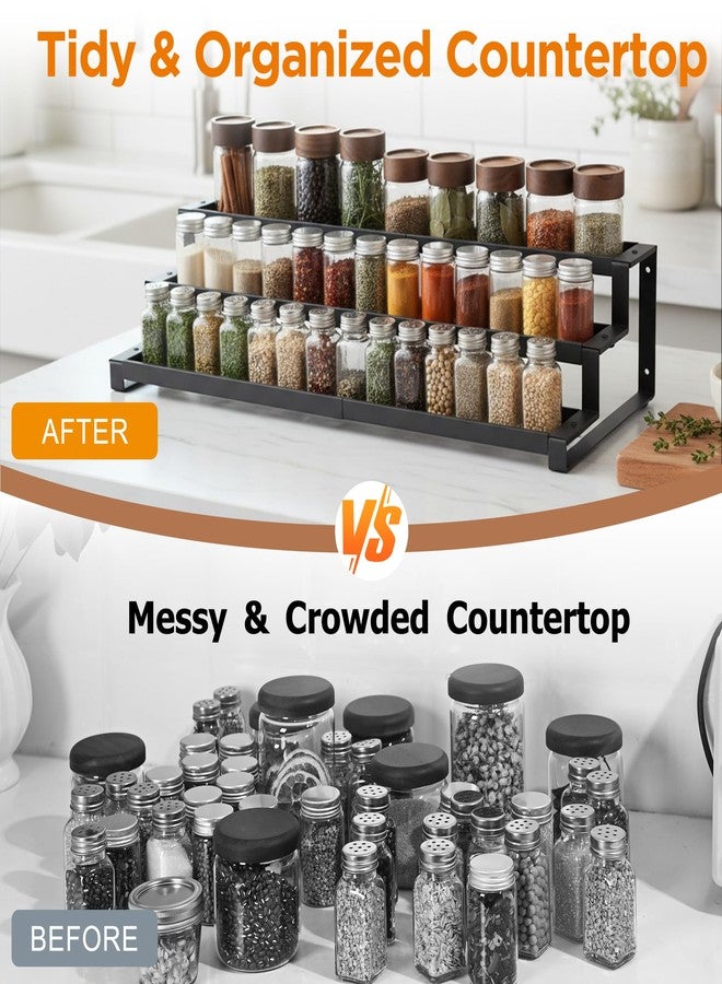 GOENDR 3-Tier Spice Rack Organizer for Kitchen Cabinet or Pantry, 16"-29" Expandable Spice Organization Shelf, Seasoning Organizer, Metal Display Shelf, Slip-Resistant Design for Jars and Bottles, Black - Image 4