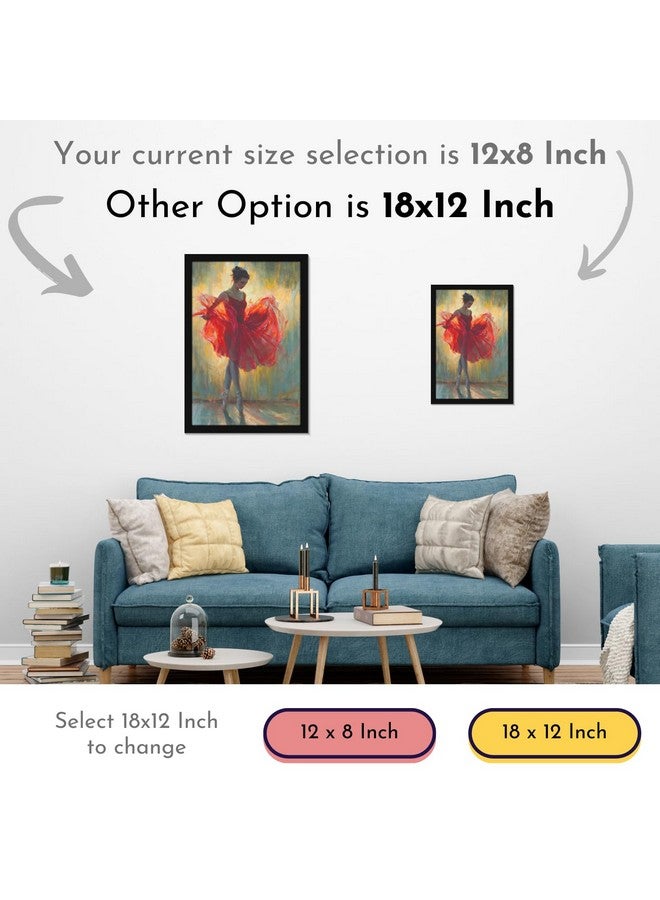 Mad Masters Pretty Ballet Dancer Girl in Red Dress Beautiful Woman Painting Photo Frame for Living Room, Bedroom, Home Decor and Wall Decoration (MM 1519, 8x12 Inch, Paper, Without Plexi Glass) - Image 4