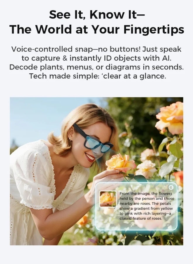BICCHOO Smart Glasses, Full Functionality, WiFi/Wireless Connection, Dual Microphone, Wireless Translation, Music Playback,Compatible with Smartphones, Suitable for Content Creation, Travel, Photography - Image 5