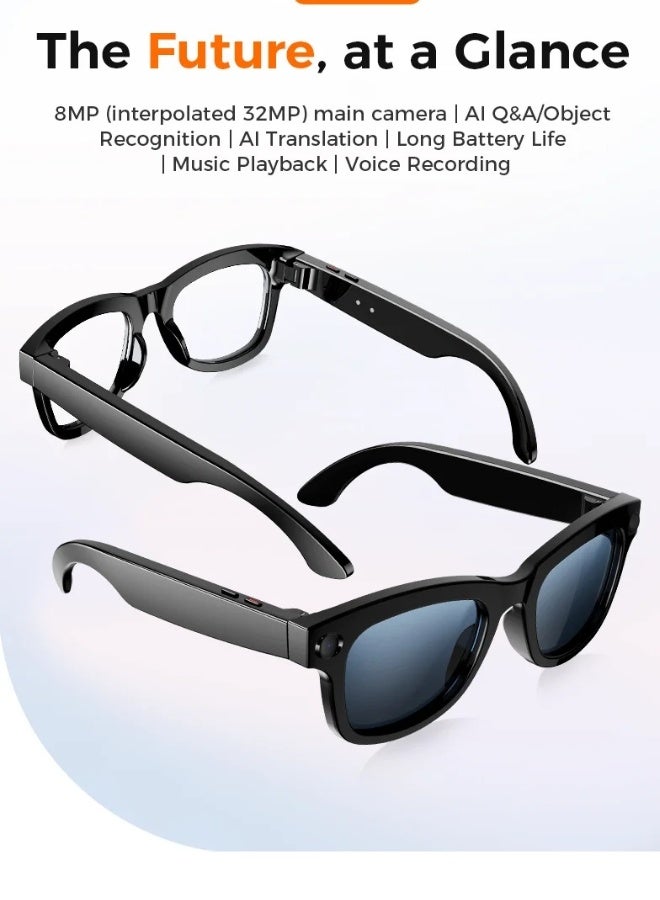 BICCHOO Smart Glasses, Full Functionality, WiFi/Wireless Connection, Dual Microphone, Wireless Translation, Music Playback,Compatible with Smartphones, Suitable for Content Creation, Travel, Photography - Image 2