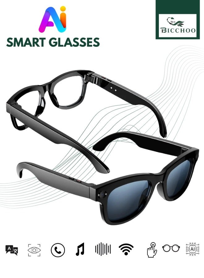 BICCHOO Smart Glasses, Full Functionality, WiFi/Wireless Connection, Dual Microphone, Wireless Translation, Music Playback,Compatible with Smartphones, Suitable for Content Creation, Travel, Photography - Image 1