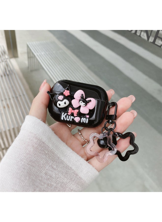 Generic - For AirPods 4 Headphone Set Cartoon Diy Doll Pendant Apple 1/2 Generation/pro2 Bluetooth Soft Case Bracelet-Color:Black Soft Shell + Pendant-black Animal-Model:Airpods Pro (protective Case) - Image 1