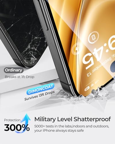 DIMONCOAT 4-PACK TOP 9H+ Glass for iPhone 15 Screen Protector [Auto Alignment Kit] [10X Military Protection] UNBREAK Tempered Glass Film for iPhone 15 6.1'' HD, Zero Bubble, Case-Friendly - Image 2