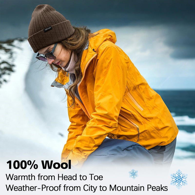 Ababalaya 100% Wool Beanie for Men Women Windproof Double Layer Super Cozy Knitted Cuffed Beanies Unisex Warm Winter Hat with Ear Protection & Face-Slimming Fit, Espresso - Image 5