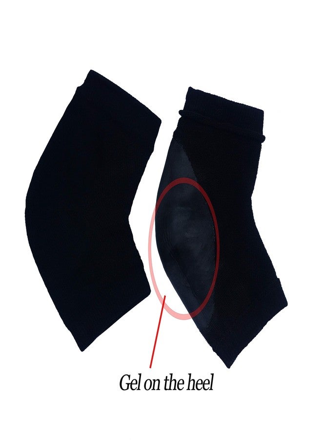Makhry 2 Pairs Moisturizing Silicone Gel Heel Socks for Dry Hard Cracked Skin Open Toe Comfy Recovery Socks Day Night Care (Black) - Image 2
