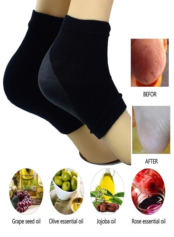 Makhry 2 Pairs Moisturizing Silicone Gel Heel Socks for Dry Hard Cracked Skin Open Toe Comfy Recovery Socks Day Night Care (Black) - Image 3