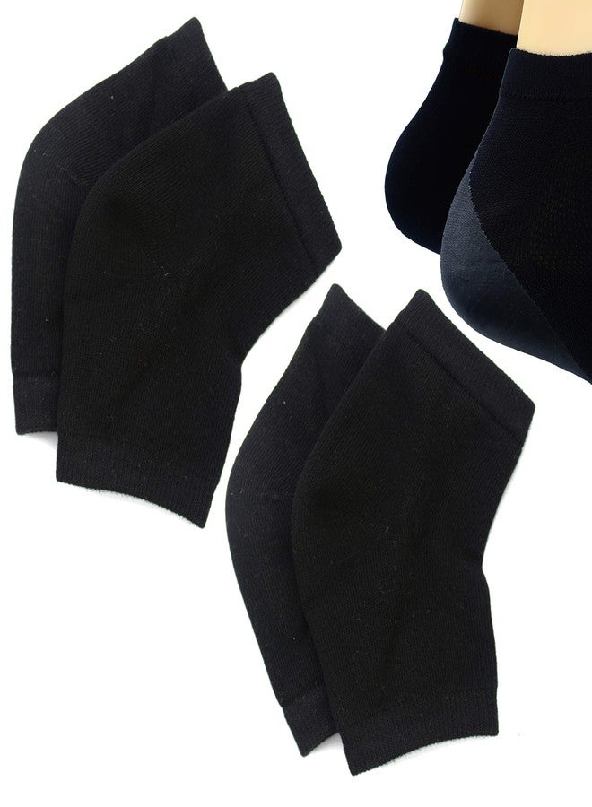 Makhry 2 Pairs Moisturizing Silicone Gel Heel Socks for Dry Hard Cracked Skin Open Toe Comfy Recovery Socks Day Night Care (Black) - Image 1