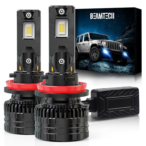 BEAMTECH H11/H9/H8 Bulbs, 900% Brighter Canbus Ready 6500K White Light or Fog Light, 2 Bulbs. - Image 1