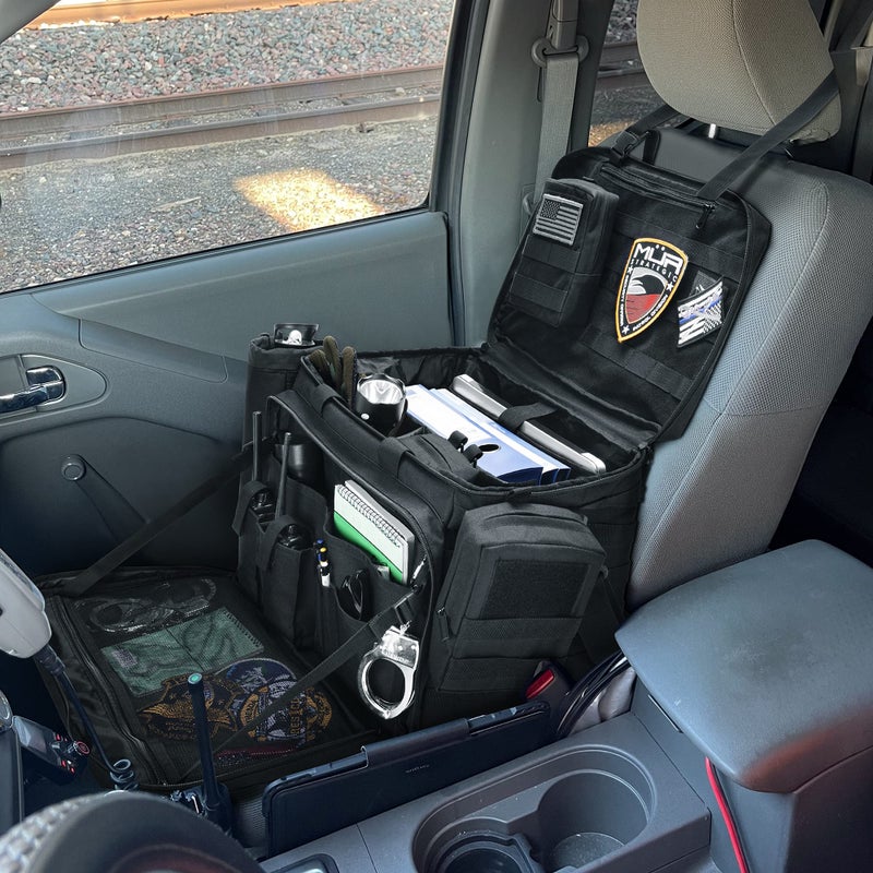 Trunab Patrol Bag Law Enforcement, Police Duty Bag, Car Front Seat Organizer Compatible with 15.6â€ Laptop, Multiple Compartment, Molle Webbing, Removable Strap, Detachable Kettle Bag - Image 2