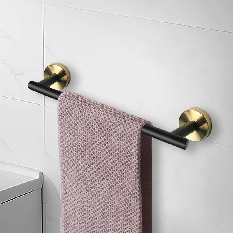 LUXIUR 5 Piece Towel Hanger for Bathroom and Kitchen Accessories Item Holder, 304 Grade Stainless Steel Roob Hook, Toilet Paper Holder, Towel Bar for Wash Basin, Black Gold - Image 2