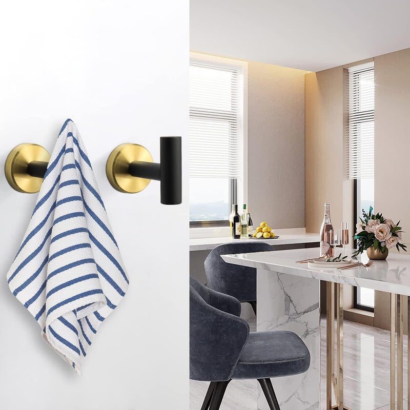 LUXIUR 5 Piece Towel Hanger for Bathroom and Kitchen Accessories Item Holder, 304 Grade Stainless Steel Roob Hook, Toilet Paper Holder, Towel Bar for Wash Basin, Black Gold - Image 3