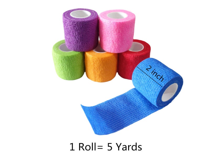 Transun Moo 6 Pack 2" x 5 Yards Self Adhesive Bandage Wrap Breathable Cohesive Vet Wrap for Pets, Elastic Self-Adherent Tape for Sports, Wrist, Ankle (Mixed Colors) - Image 2