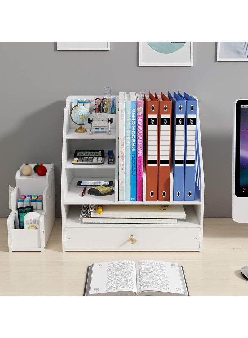 TPGP Desk Organizer with Pen Holder - DIY White Office Stationery Desktop Storage Holder Sorter with Drawer for Home, Office, and School  - Image 5