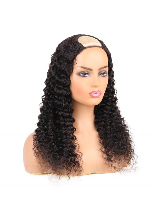 huarisi بارت ويغ عميق الموجة من شعر الإنسان للنساء، 100% 10A 1b شعر برازيلي، ويغ نصف رأس بدون غراء، ويغ على شكل U، كثافة 150% لون طبيعي (22 بوصة) - Image 3