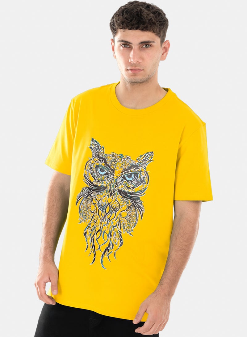OWL T-shirt 'artistic Owl' Yellow - Image 2