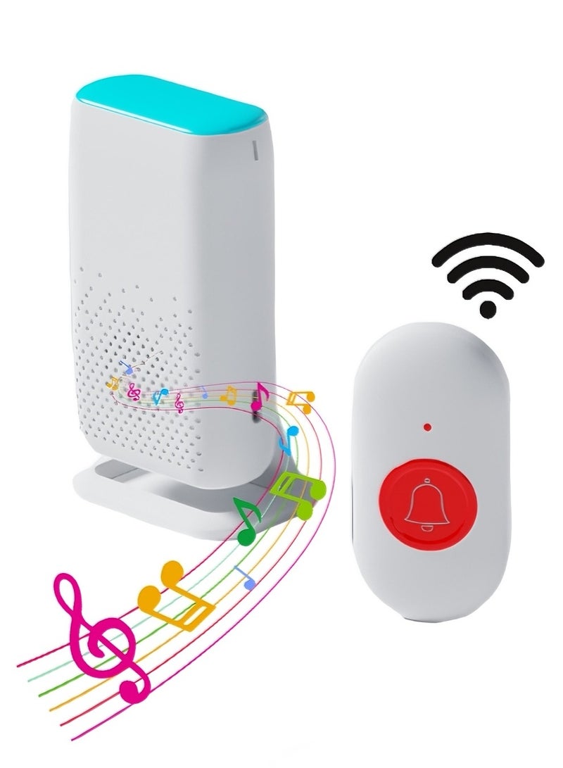 Naxifly Wireless pager, call bell system for school/home/elderly/patient nurses, includes a red waterproof transmitter and a portable receiver. - Image 1