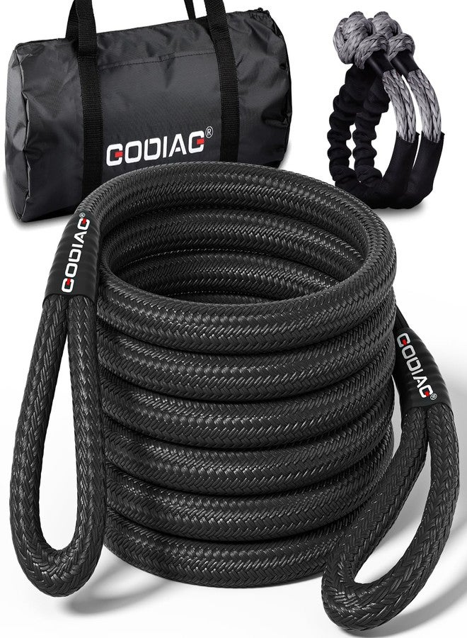 GODIAG 1"×30ft Kinetic Recovery Tow Rope (46500lbs) Heavy Duty Energy Rope with 2 Soft Shackles, 30% Elasticity Offroad Power Rope for Truck Jeep Car ATV UTV Tractor - Image 1