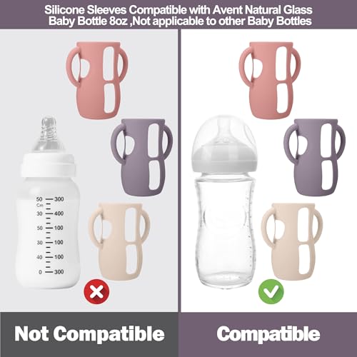 BUSOHA 3 Pack Silicone Sleeves for Avent Baby Bottles - Drop Protection Baby Bottle Sleeves with Handle for Avent Natural Baby Bottles,8 Ounce - Image 2
