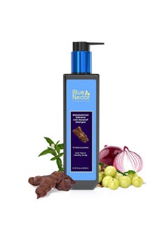 Blue Nectar Blue Nectar Anti Dandruff and Healthy Scalp Hair Cleanser Shampoo with Bhringraj, Shikakai, Suitable for Colored Hair, Dry Frizzy Hair | Plant Based Alternate to Salicyclic Acid (10 Herbs, 200 ml)  - Image 1