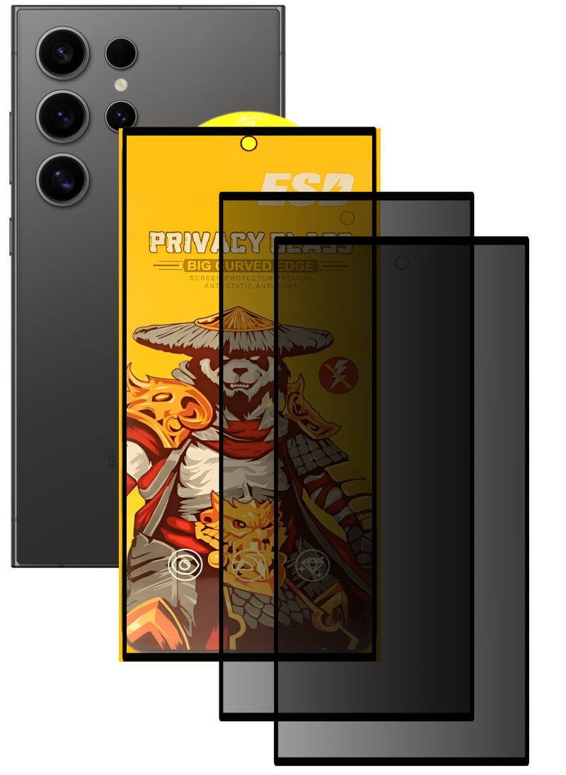ESD 2 Pieces Tempered Dustproof Privacy Glass Screen Protector Compatible For Samsung Galaxy S24 Ultra - Image 1