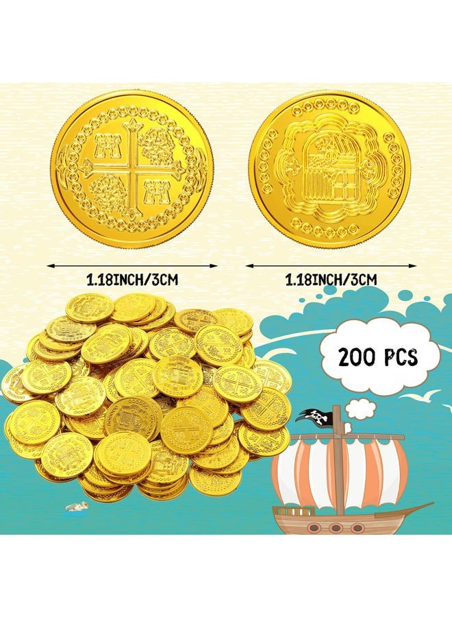 Charniol 200 Pcs Pirate Gold Coins Plastic Treasure Fake Gold Coins Decorations for Favor Party - Image 2