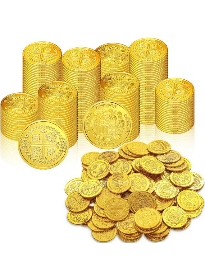 Charniol 200 Pcs Pirate Gold Coins Plastic Treasure Fake Gold Coins Decorations for Favor Party - Image 1