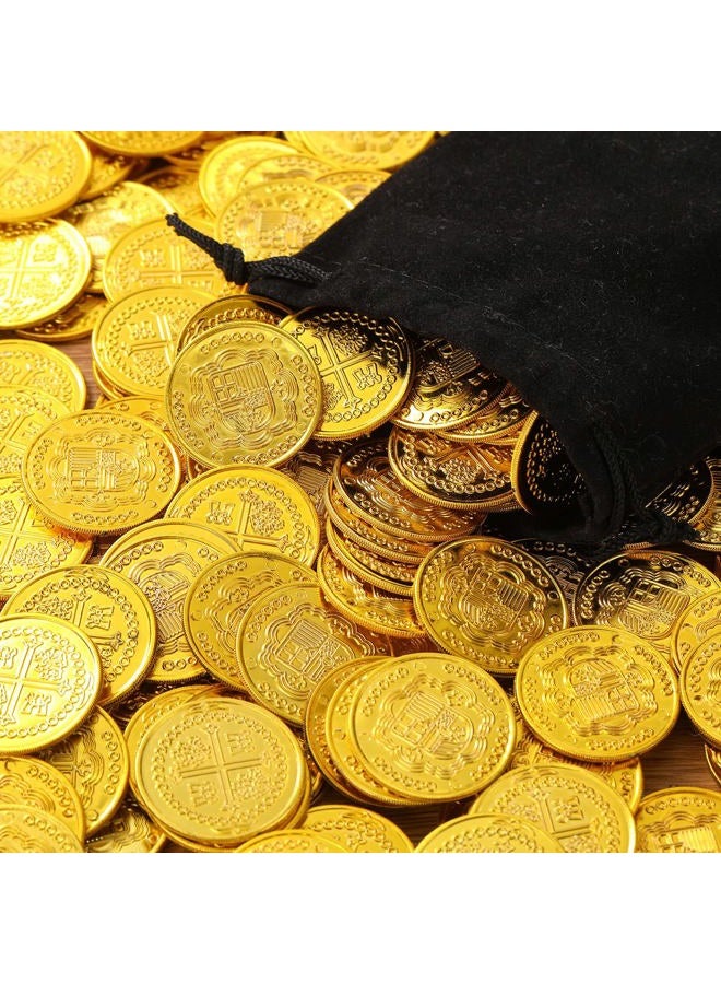Charniol 200 Pcs Pirate Gold Coins Plastic Treasure Fake Gold Coins Decorations for Favor Party - Image 4