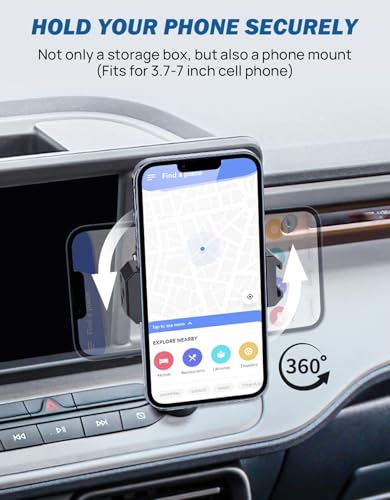 JOYTUTUS Cubby Phone Mount Cubby Storage Compatible with Ford Maverick 2024 2023 2022 Truck Dash Cubby Insert Phone Holder & Storage Box Kit - Image 3