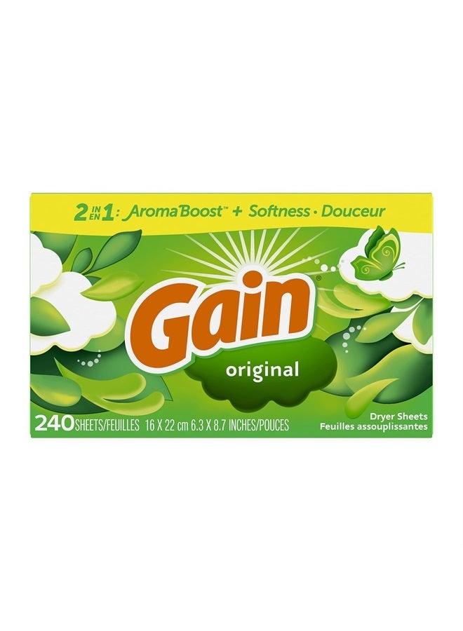 Gain Dryer Sheets Laundry Fabric Softener, Original Scent, 240 Count  - Image 1