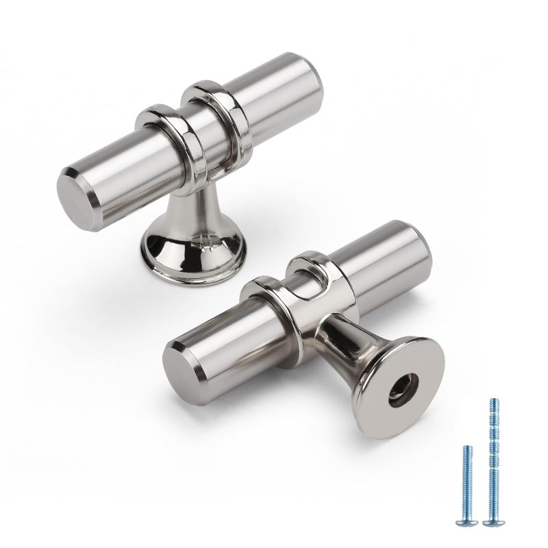 Cabinet Drawer Pulls Knobs, 5 Pieces Plastic Kitchen Hardware for Wardrobe Furniture Pull Handle with Mounting Screws (Silver) - Image 1