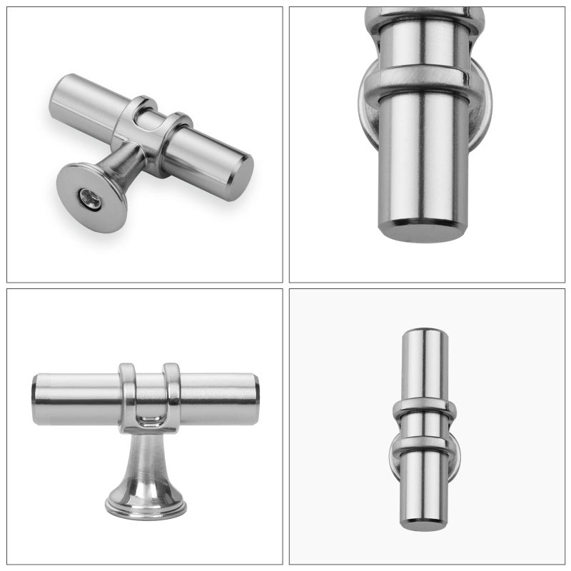 Cabinet Drawer Pulls Knobs, 5 Pieces Plastic Kitchen Hardware for Wardrobe Furniture Pull Handle with Mounting Screws (Silver) - Image 2