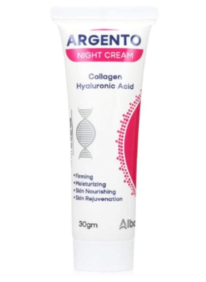 ARGENTO Night cream collagen & hyaluronic acid - 30gm.  - Image 2