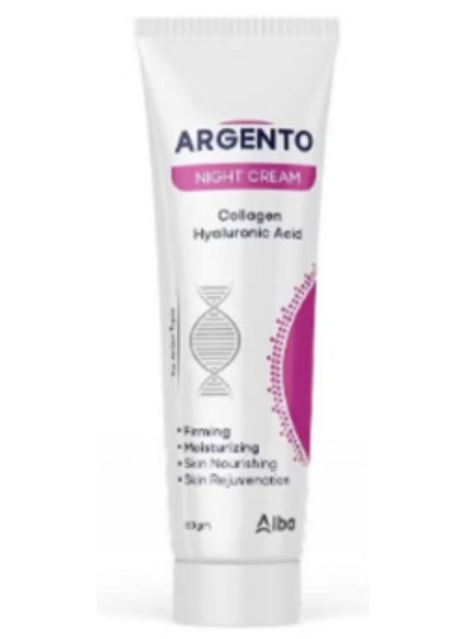 ARGENTO Night cream collagen & hyaluronic acid - 30gm.  - Image 1