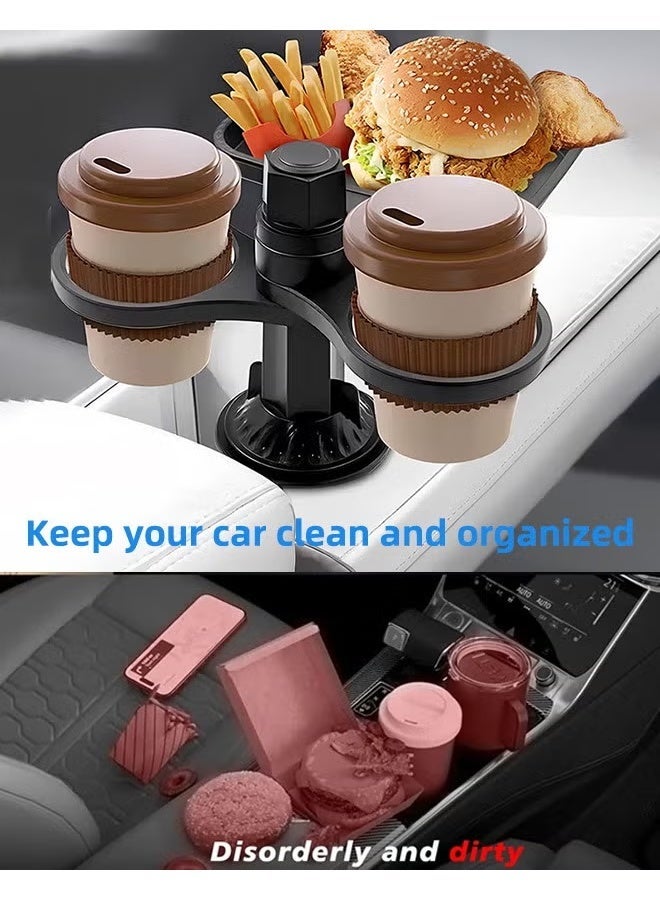 360 Rotatable Car Tray, Phone & Drink Holder, Multifunctional Cup Holder Cell Phone Holder Tray, Cup Holder Expander Tray, Stay Organized, Ideal for Dining, Work, Entertainment, Travel - Image 1
