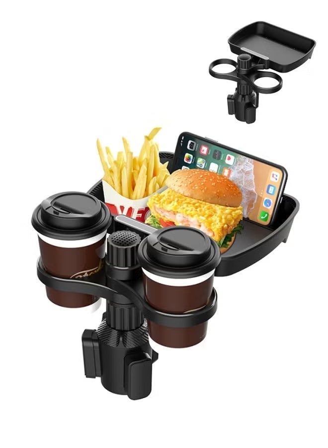 360 Rotatable Car Tray, Phone & Drink Holder, Multifunctional Cup Holder Cell Phone Holder Tray, Cup Holder Expander Tray, Stay Organized, Ideal for Dining, Work, Entertainment, Travel - Image 2