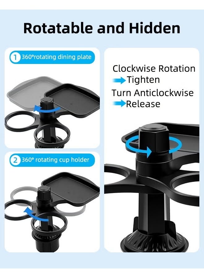 360 Rotatable Car Tray, Phone & Drink Holder, Multifunctional Cup Holder Cell Phone Holder Tray, Cup Holder Expander Tray, Stay Organized, Ideal for Dining, Work, Entertainment, Travel - Image 5
